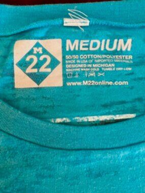 Ladies' M22 Turquoise Cap-Sleeve Tee, New & Unworn, 50/50 Cotton/Poly Sz. M